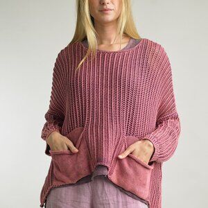 NWT Tempo Paris Washed Linen Pocket Sweater – Effortless European Style